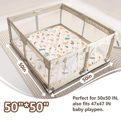Baby Play Mat, 50x50 Playpen Mat with Super Soft Touch, Activity Mats with Upgraded Anti-Slip Bottom, Machine Washable Crawling Mats for Floor & Picnic (Animal Alphabets)
