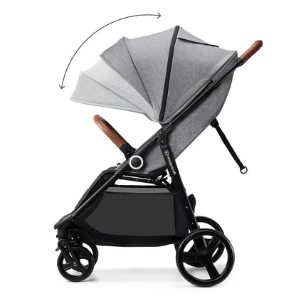 Kinderkraft Grande Plus Kinderkraft Buggy from Birth to 48.5 lb, one-Hand Folding, Reclining Position, Large Canopy with Window, All 4 Wheels dampened, Spacious seat, Black