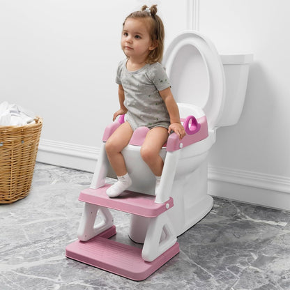 Potty Training Seat with Step Stool Ladder for Kids and Toddler,Wiifo Sturdy Potty Ladder with Soft Padded Cushion for Toddler Boys and Girls(Light Grey) 2025 New Version