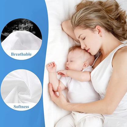 King Waterproof Mattress Protector - Noiseless, Breathable, Machine Washable Fitted Mattress Cover with Deep Pocket up to 5”-21”（White）