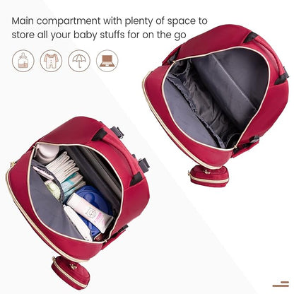 LOVEVOOK Diaper Bag Backpack, Quilted Baby Bag with Changing Pad & Pacifier Holder, Waterproof Travel Diaper Bags for Baby Boys Girls, Stylish and Large Capacity,Wine Red