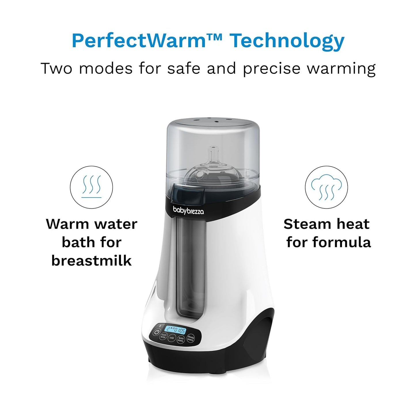 Baby Brezza Smart Baby Bottle Warmer, Breastmilk Warmer + Defroster – Free App - Different Temperatures for Breastmilk + Formula - Universal Fit for All Bottles + Milk Bags - Calentador de Biberones
