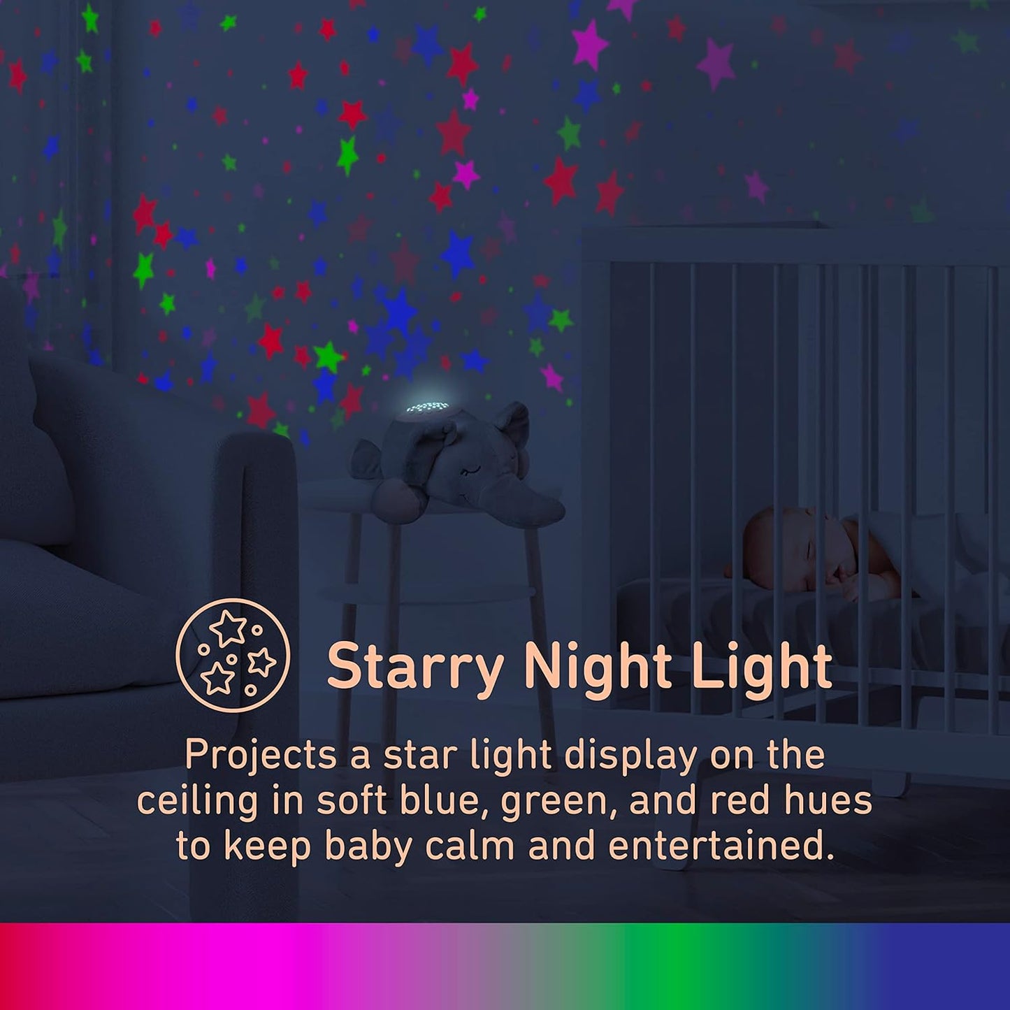 PureBaby Sound Sleepers Portable Sound Machine & Star Projector - Plush Sleep Aid for Baby and Toddlers with Soothing Night Light Display, 10 Lullabies, White Noise, and Heartbeat Sounds (Polar Bear)