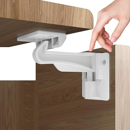 20 Pack Upgraded Invisible Baby Proofing Cabinet Latch Locks – No Drilling or Tools Required, Strong Adhesive, Works with Countertop Overhangs, Secure Child Safety Locks for Cabinets & Drawers