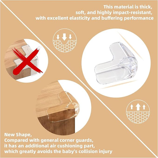 Baby Furniture Corner Protector - Soft Silicone Edge & Corner Guards,16 Pack of Transparent Bumpers for Tables, Desks, Cabinets Child Safety Essentials for Toddlers & Kids