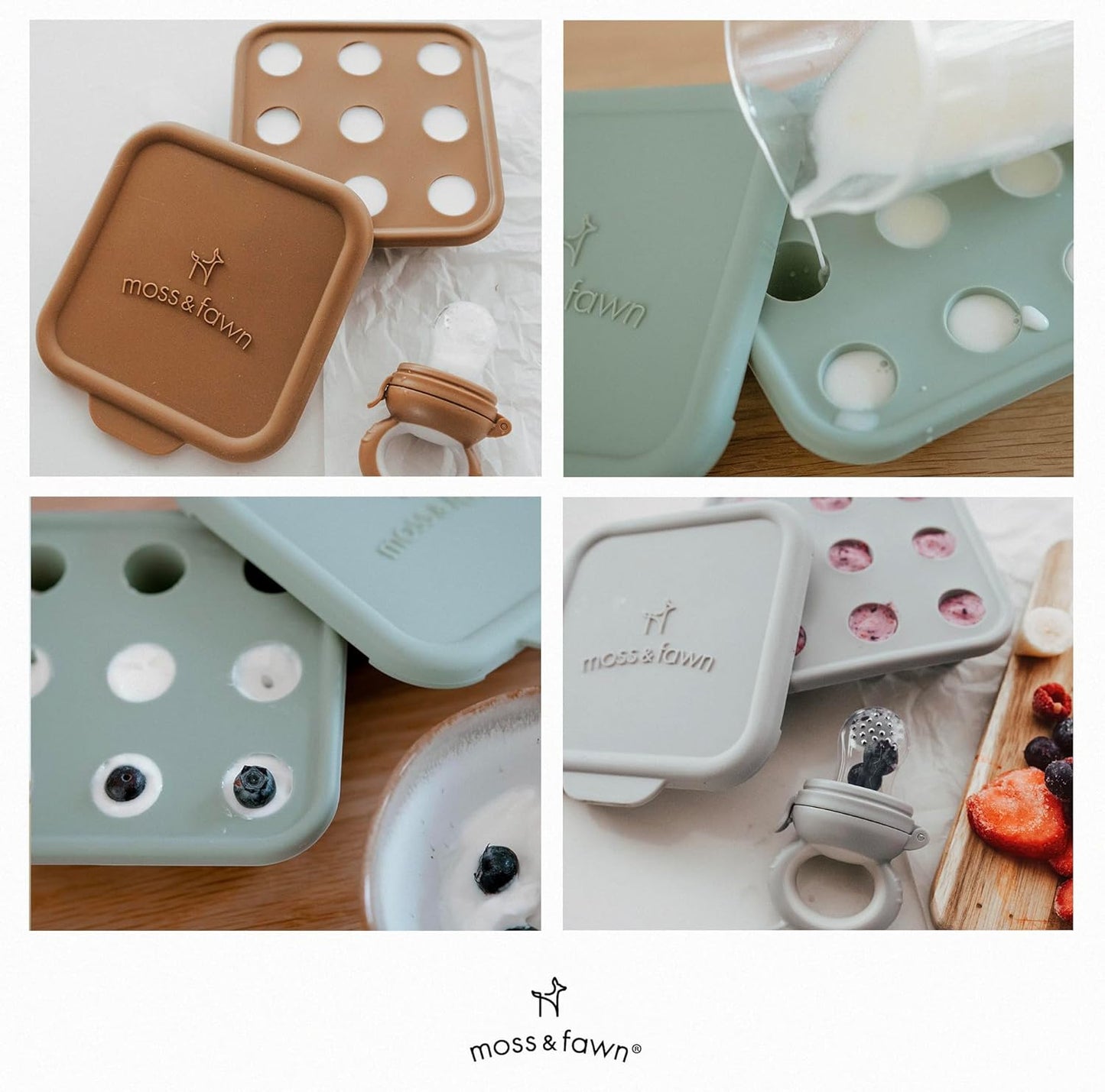 Moss and Fawn Ice Cube Tray - Forage Feeder Freezer & Teething Popsicle Mold for Breast Milk, Formula, Bone Broth, Purees, & Baby Food - BPA, Lead, & PVC-Free - Fern