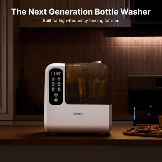 Momcozy DeepClean Bottle Washer, 8 Bottles Large Capacity, Precision Cleaning for Pump Parts and Feeding Accessories, Self Cleaning Auto All in One Baby Bottle Washer, Sterilizer & Dryer