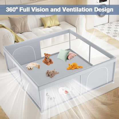 Large Baby Playpen for Babies and Toddlers, Playpen 74×50, Large Baby Play Yards Indoor & Outdoor, Sturdy Safety Baby Play Pen with Soft Breathable Mesh, Toddlers Activity Center with Anti-Slip Base