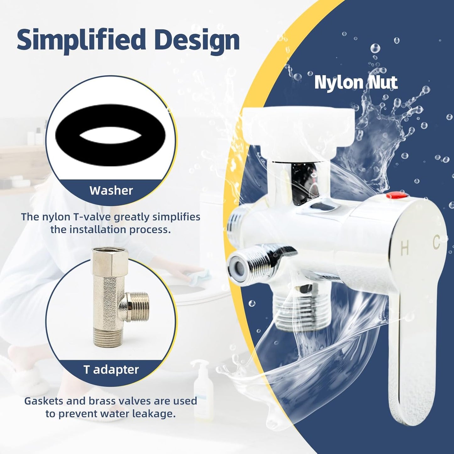 Vayzluiy Handheld Toilet Bidet Sprayer for Toilet-Adjustable Water Pressure Control with Bidet Hose for Feminine Wash, Stainless Steel Brushed Nickel Cloth Diaper for Baby Wash (Stainless Steel, 1)