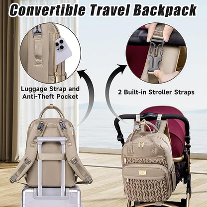 Tealari Diaper Bag Backpack,Stylish Baby Diaper Bag,Waterproof Travel Diaper Backpacks Baby Bags with Changing Pad,Stroller Straps,Insulated Pockets (Khaki)