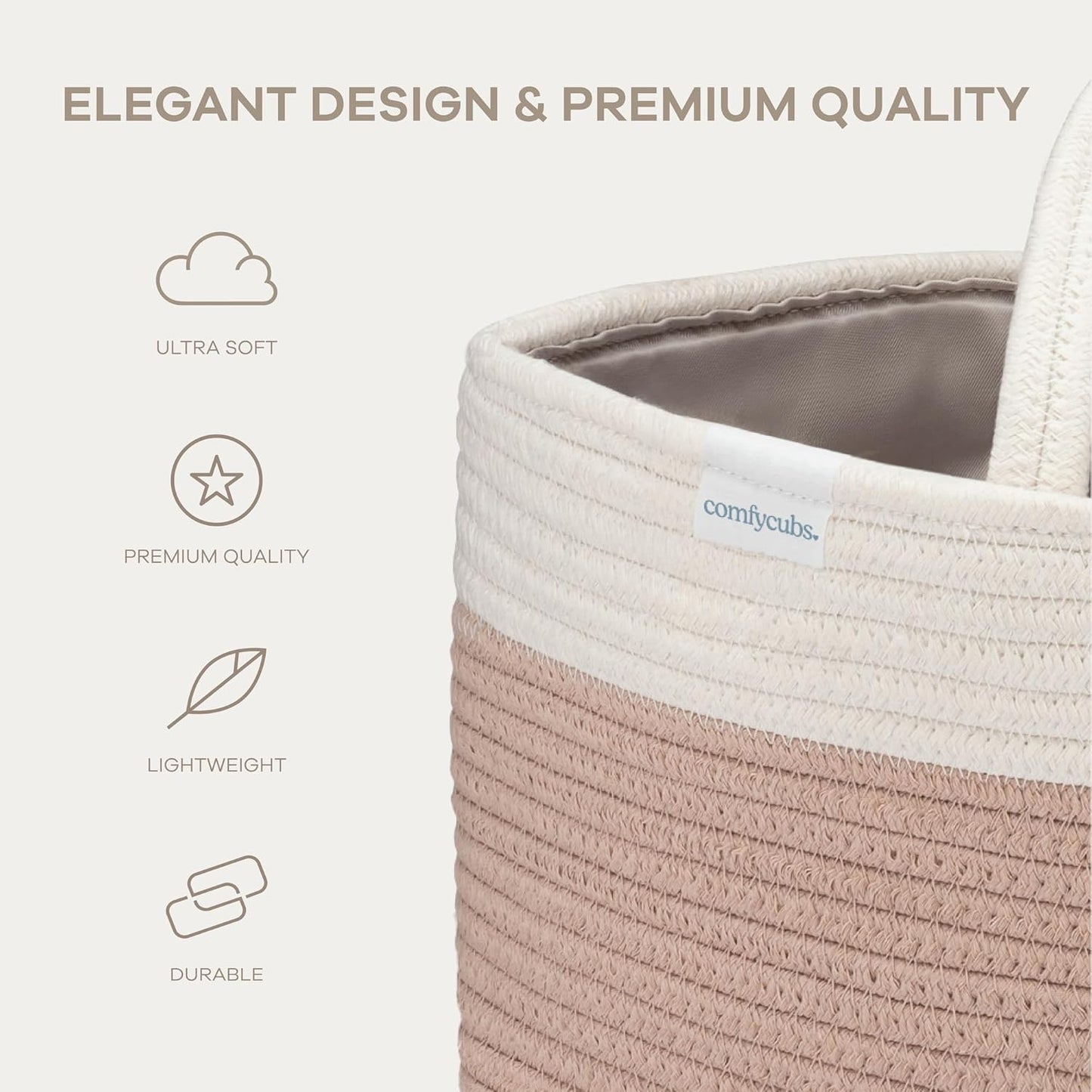 Comfy Cubs Rope Diaper Caddy Organizer 8.5" x 15" x 8" - Large Baby Diaper Basket with 3 Spacious Compartments - Stylish Cotton Baby Caddy Organizer for Diapers, Wipes & Essentials - Pacific Blue