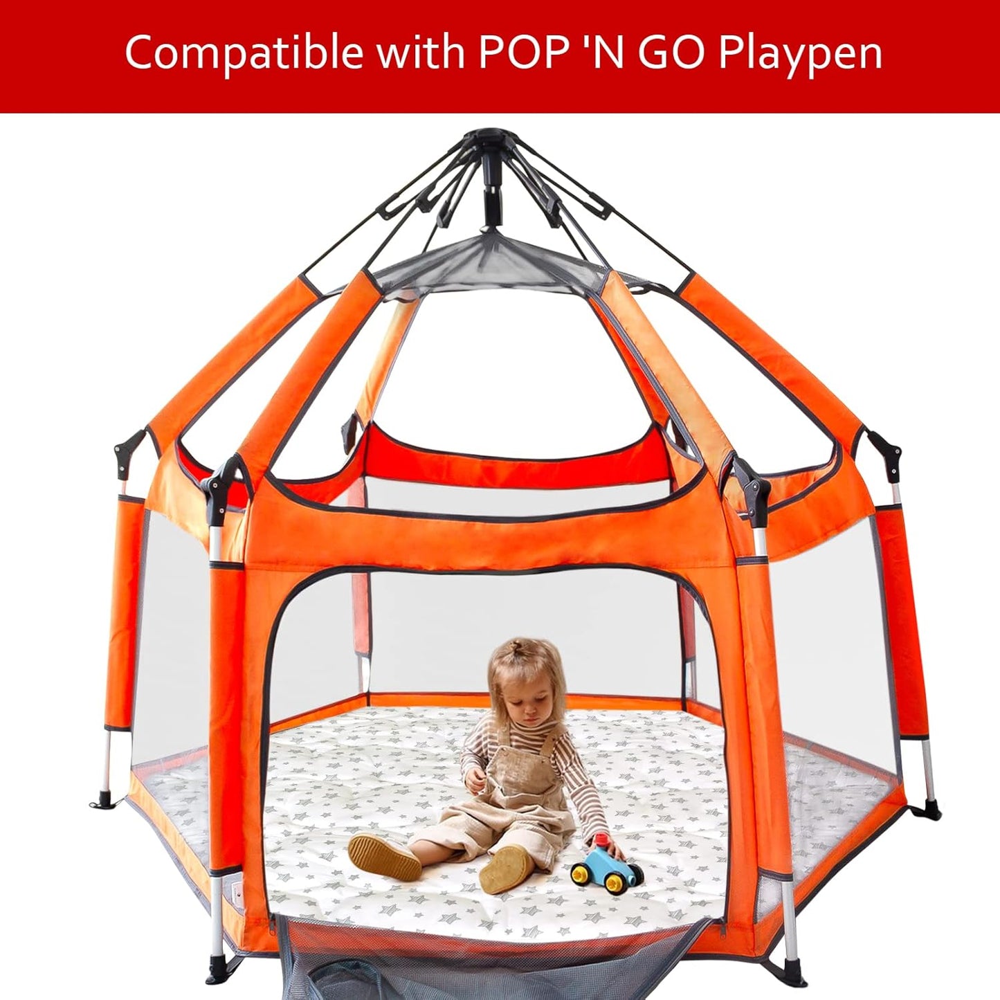 Octagon Playpen Mat Grey, Non Slip 8 Panel Playpen Mattress Mat Fits Regalo Extra Large Play Yard and hiccapop XL 69" Baby Playpen, Grey Star Octagon Playard Pad