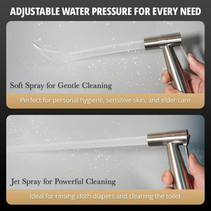 Handheld Bidet Sprayer Kit for Toilet – 2 Sets, Adjustable Water Pressure, Stainless Steel Jet Spray Kit with Bidet Hose - Feminine Wash, Baby Cloth Diaper Cleaning, Muslim Shower