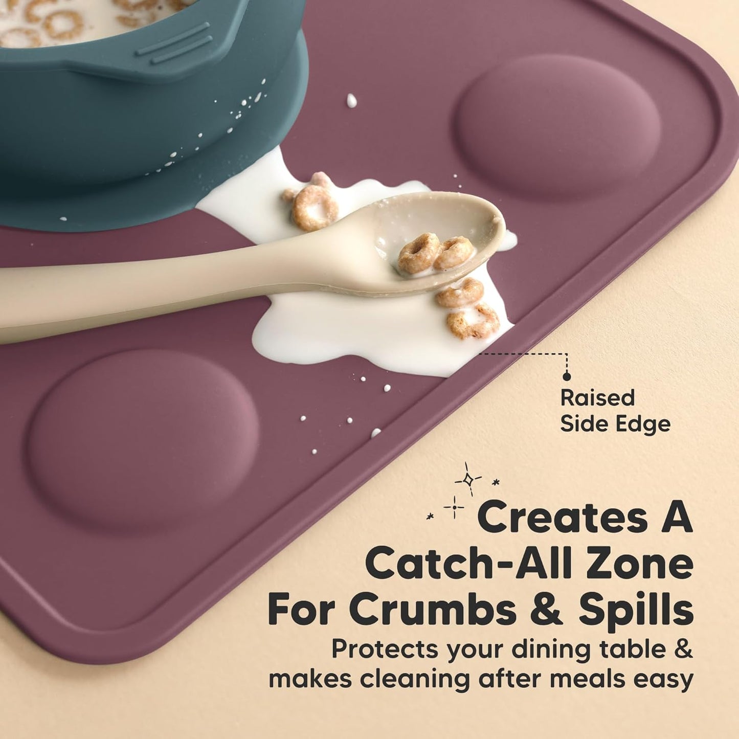 KeaBabies 2pk Silicone Placemats for Toddlers, Kids - 12x9 Non Slip Suction Baby Silicone Placemat for Restaurants, Dining Table,Travel, Easy to Clean, Food Grade/BPA-Free,Small Baby Table Mat(Slate)