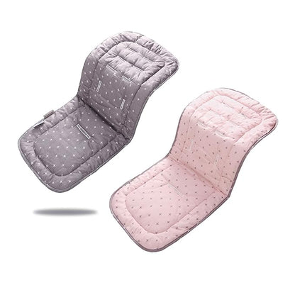 Baby Stroller Cushion,Infant Car Seat Insert-Reversible Universal Breathable and Soft Newborn seat Liner for Stroller,100% Cotton Seat Pad Liner for Newborns-34x78cm,1 Pack(Pink+Grey Cross)