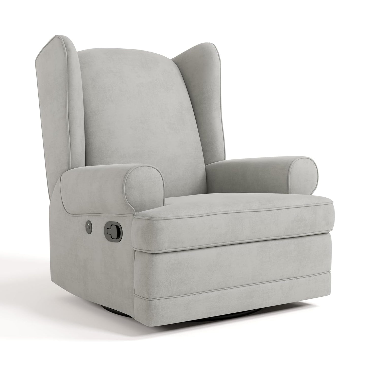 Storkcraft Serenity Glider Recliner Nursery Rocking Chair with USB Charging Port (Ivory) – Premium Upholstered Nursery Glider Recliner with Manual Recline Function, Dual USB Charging