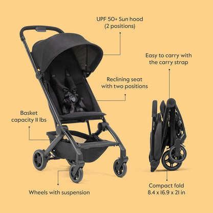 Joolz Dot Ultra Lightweight Travel Stroller – Compact Fold, Airplane Compatible, 5-Point Harness, UPF 50+ Canopy – Easy to Carry City & Travel Stroller - Dune Beige