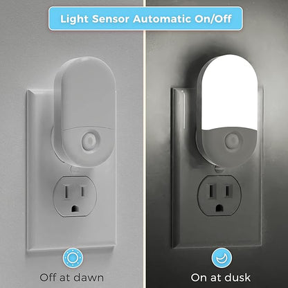 L LOHAS LED Night Light Plug in, 4 Pack 0.6W LED Night Light for Kids, Auto Dusk to Dawn Sensor Bright Nightlight, Daylight White 5000K, 30/60lm Small Night-Lights for Adults, Hallway, Kitchen, Stairs