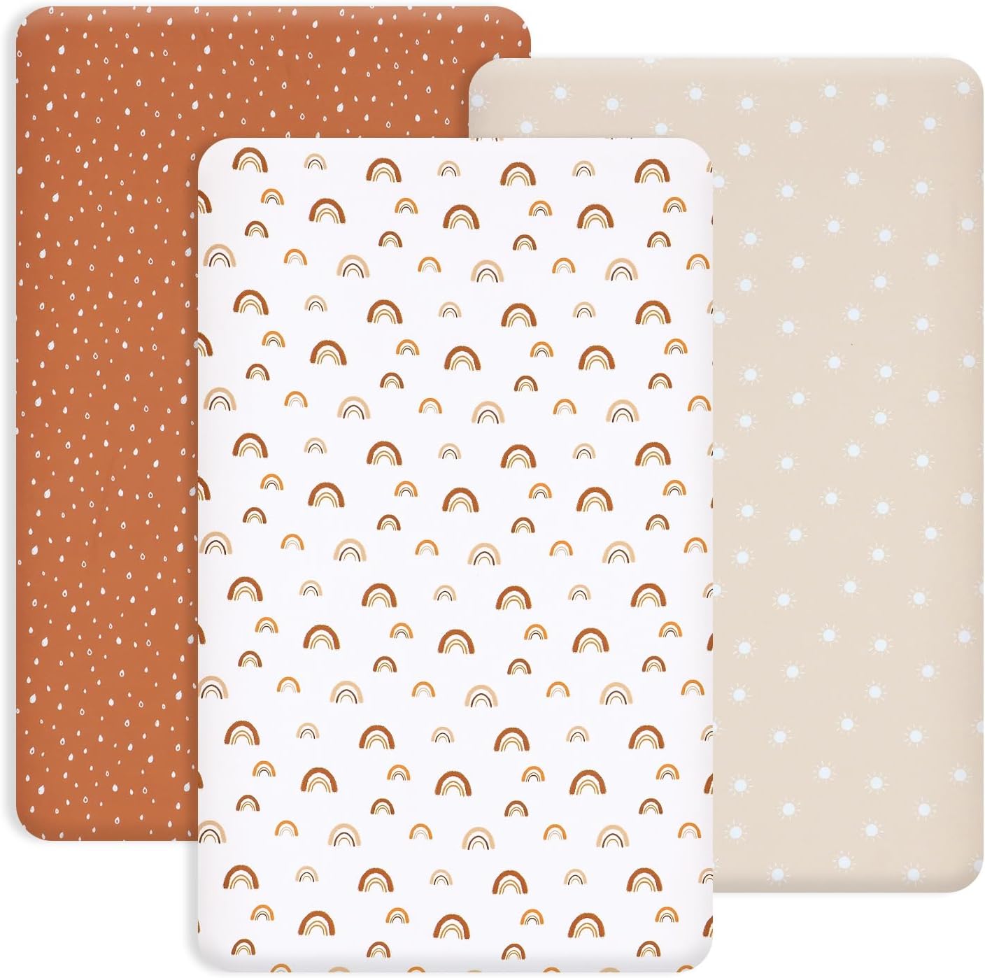 PHF 3 Pack Soft Mini Crib Sheets, Floral & Animal Pack N Play Sheets for Baby Boys Girls, No Slip Universal Fit for Pack N Play, Playard, Portable and Mini Crib Mattresses,Floral & Animal