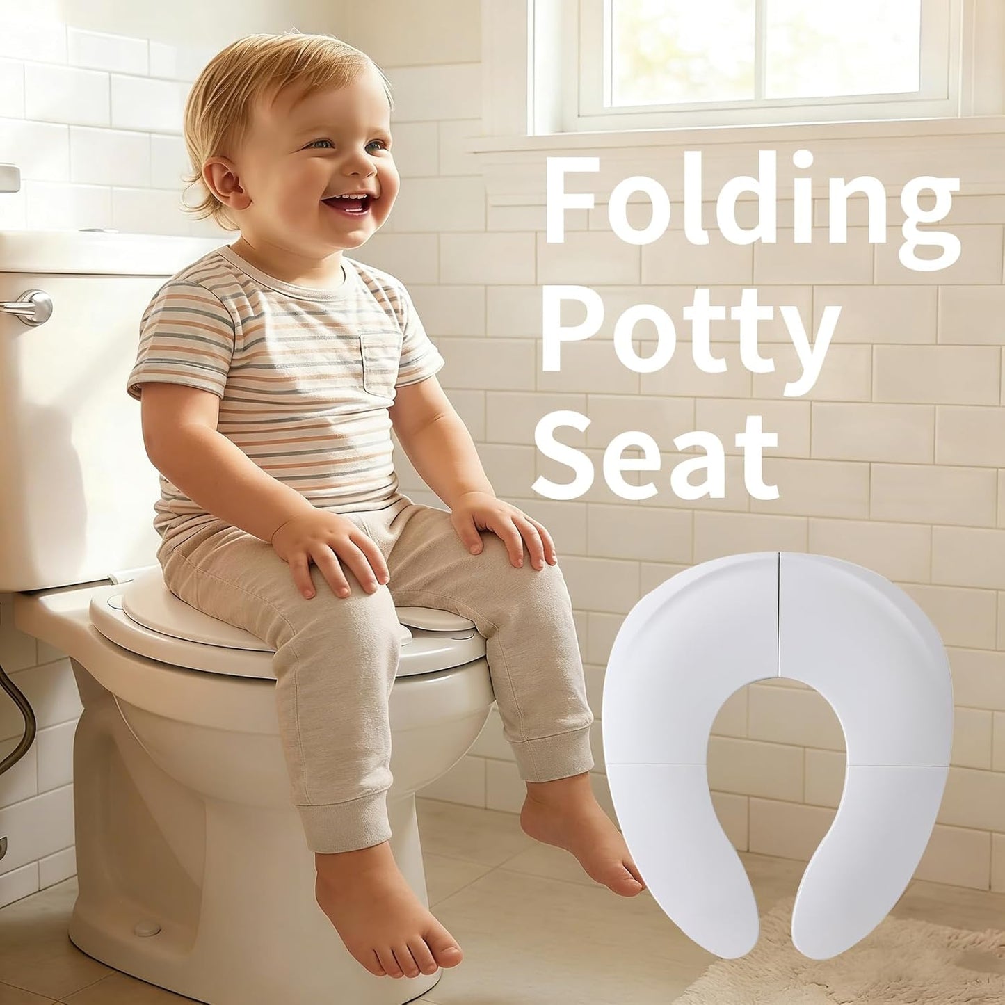 Funbliss Portable Potty for Toddler,Potty Training Essentials for Boys and Girl, Portable Toilet Training Seat with Non-Slip Suction Cups,Travel Bag,Pink