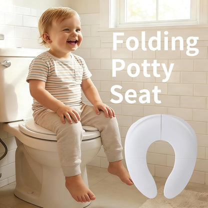 Funbliss Portable Potty for Toddler,Potty Training Essentials for Boys and Girl, Portable Toilet Training Seat with Non-Slip Suction Cups,Travel Bag,Pink