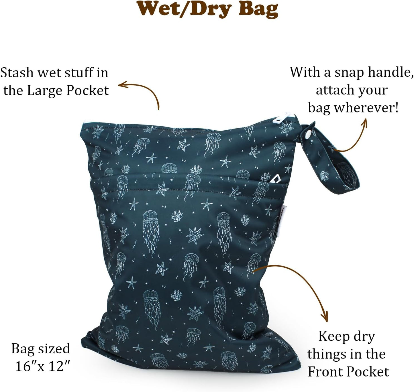 Mama Koala 3.0 Baby Cloth Diapers with 6 Inserts Bundle, with 2 Pack Wet Dry Bags, and 2 Waterproof Pail Liners