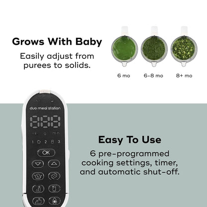 Babymoov Duo Meal Station 6-in-1: Multi-Speed Baby Food Maker, Steamer & Puree Blender, Baby Food Processor that Warms & Defrosts, Bottle Sterilizer (Nutritionist Approved), Mineral Beige