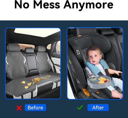 [2 Packs] Kids Car Seat Tray, Travel Tray with Cup Holder for Toddler Baby, Kids Car Seat Food Snack Organizer for Road Trip, Stroller snack Organizer Travel Must Haves Toddler Must Haves (Black)