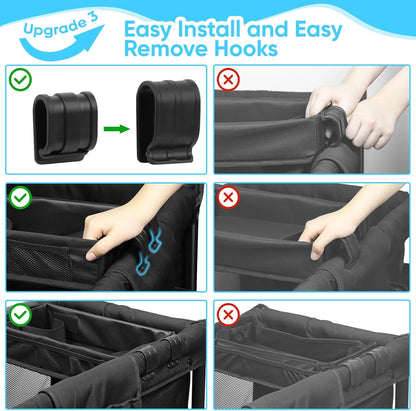 Stroller Snack Tray with Anti-Falling Bottle Holders for Wonderfold Wagon,Waterproof Faux Leather Interior,Easy to Install and Remove( W1,W2)