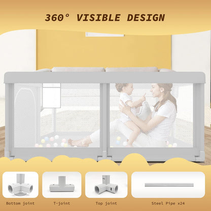 Baby Playpen with Mat 50x50 Inch, Play Pen for Babies and Toddlers with Gate, Baby Fence Sturdy Safety Playpen, Indoor & Outdoor Kids Activity Center