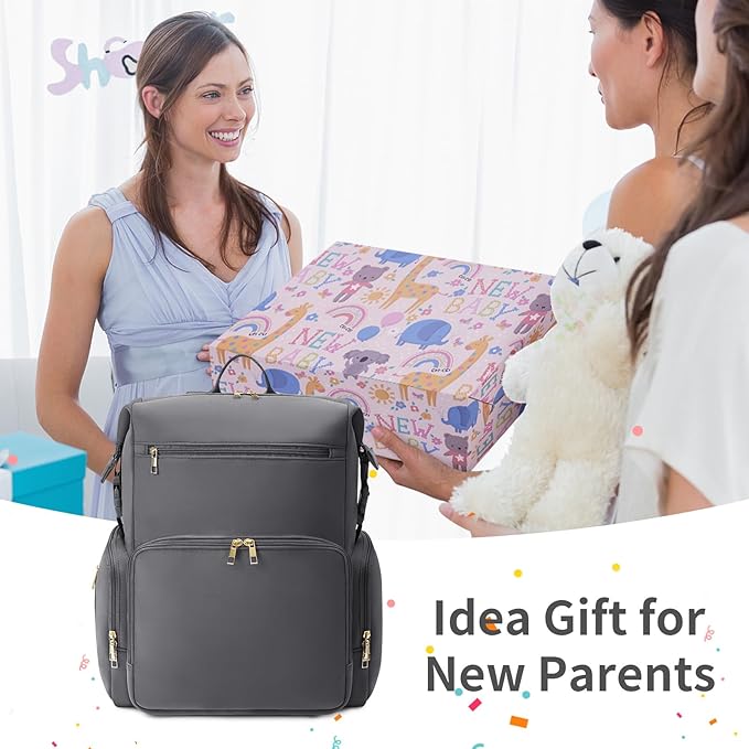 CEI-CEI Neoprene Diaper Bag Backpack with Insulated Pockets, Large Newborn Baby Maternity Bags Travel Tote with Changing Pad