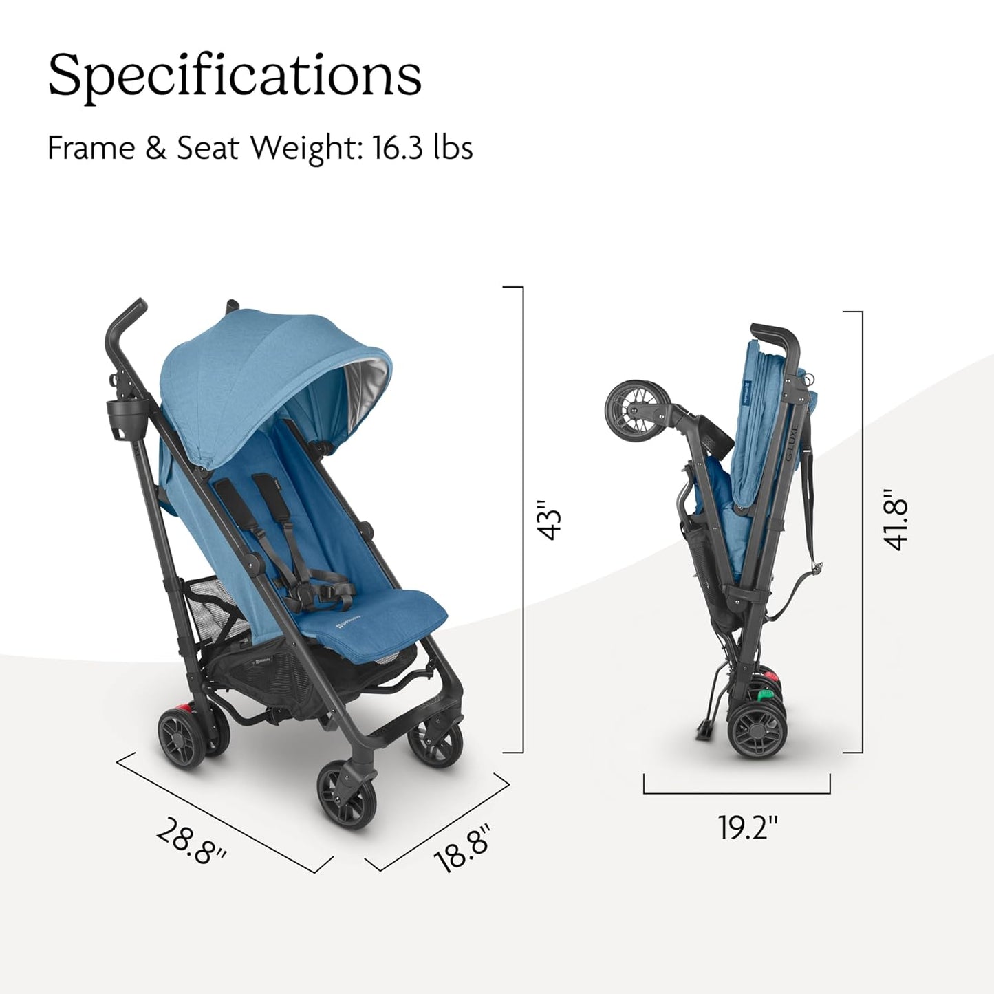 UPPAbaby G-Luxe Umbrella Stroller/Lightweight Design for Easy Travel/One-Step Fold + Recline/XL Basket + Canopy/Cup Holder Included/Jake (Charcoal/Carbon)