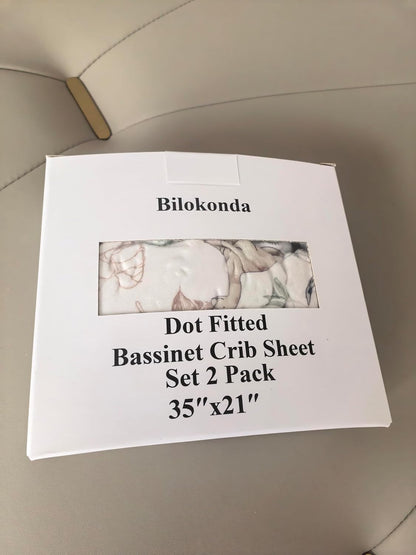 Dot Bassinet Sheet Set 2 Pack Stretch Fitted Bedside Sleeper Bassinet Sheets Sheets,Ultra Soft, for Baby Girls and Boys Light Green Dinosaur