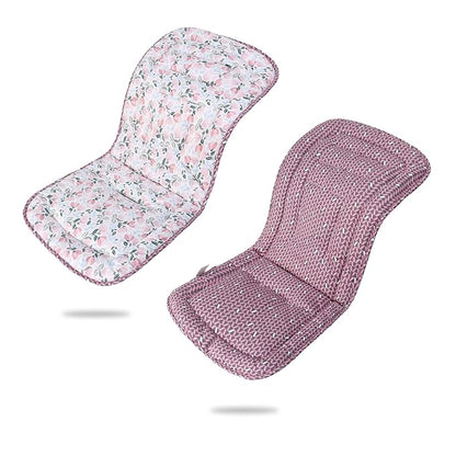 Baby Stroller Cushion,Infant Car Seat Insert-Reversible Universal Breathable and Soft Newborn seat Liner for Stroller,100% Cotton Seat Pad Liner for Newborns-34x78cm,1 Pack(Pink Tulip+Pink Triangle)