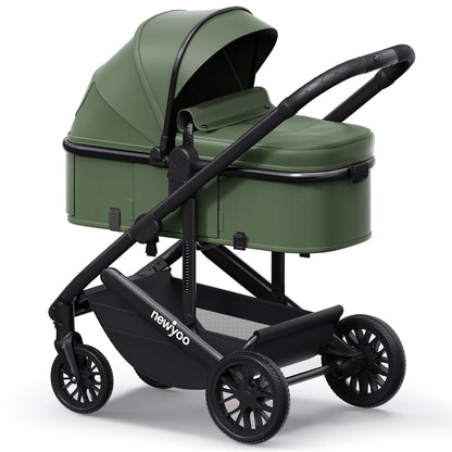newyoo Infant Stroller with Bassinet Mode, Nestro 516M, Convertible Baby Strollers with Reversible Seat & Cup Holder, Coches para Bebes, 2-in-1 Rear-Facing Pram, Warm Taupe