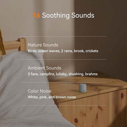 Dreamegg Portable Travel White Noise Machine for Sleep, Features Powerful Battery, Egg-Sized, 16 Nature Sounds, Timer, for Baby Adults Office Privacy Home Gift, Cream