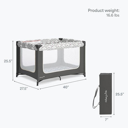 Dream On Me Zodiak Baby Playard, Breathable Mesh Sides, Soft Comfortable Mattress, Quick & Easy to Fold with Travel Carry Bag, Compact Space Saving Design - Gray
