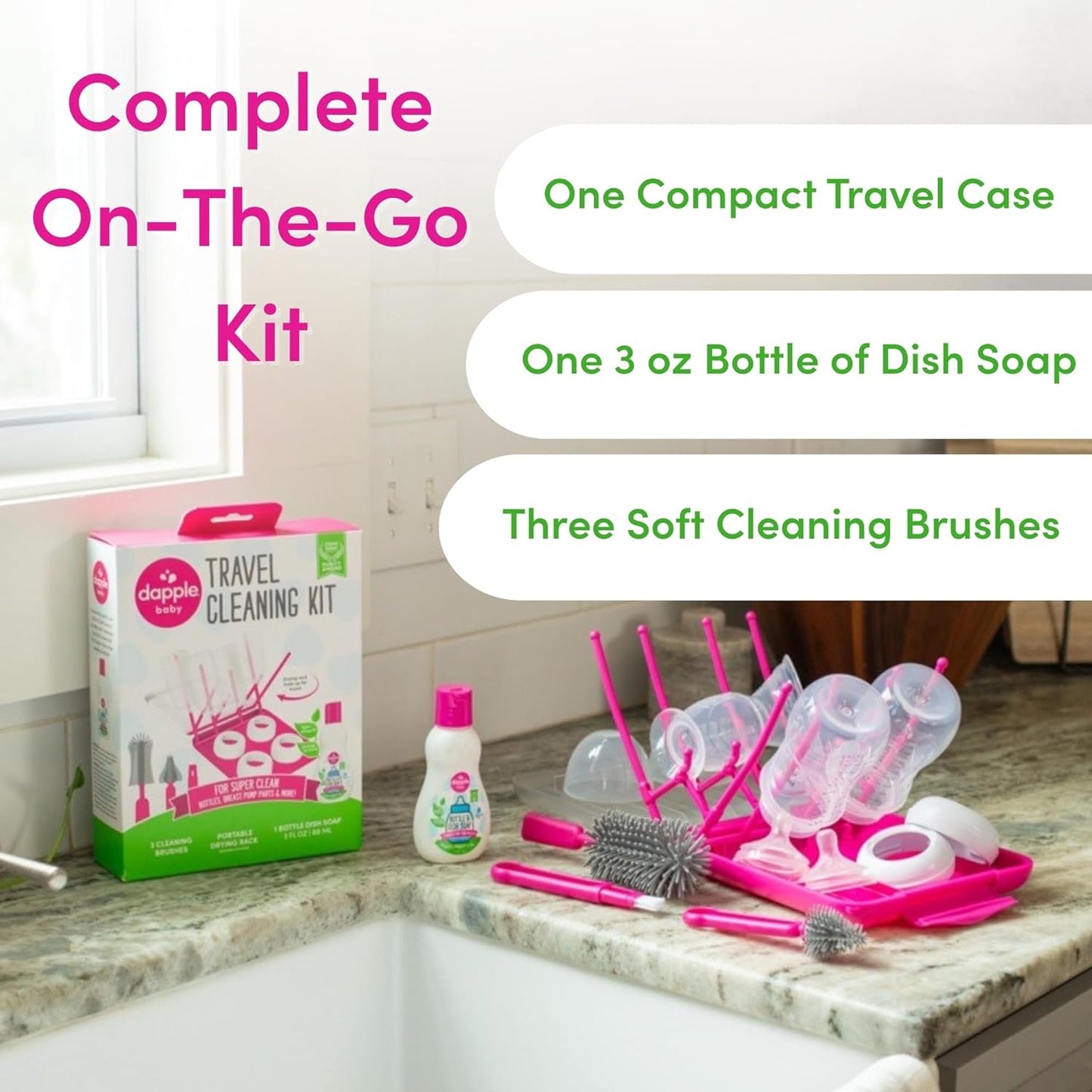 Dapple Baby Fragrance Free Bottle & Dish Soap - (3 Pack) 16.9 fl oz - Cleans Baby Bottles, Sippy Cups, Pacifiers, Breast Pumps, & More - Gently Removes Milk Film & Odors - Includes 1 Pump