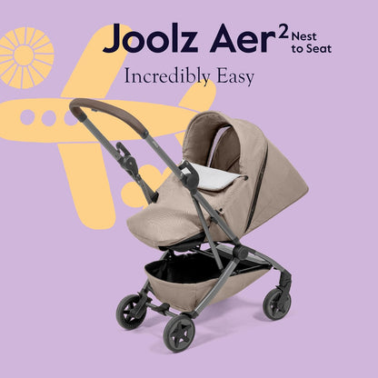 Joolz Aer2 Nest-to-Seat Accessory - Parent-Facing Compact Travel Stroller Seat for Newborn to Toddler (Up to 33 lbs) –Lightweight One-Hand Fold – Airplane Approved – Space Black (Chassis Not Included)