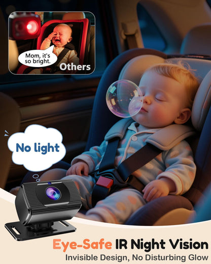 Dual Baby Car Camera for 2 Kids – 6.9” Split Screen Ultrawide HD Display with 2 Cameras, IR Night Vision, Easy Installation, Dual Car Camera Baby Monitor for Infant & Toddler Safety by Fodkh