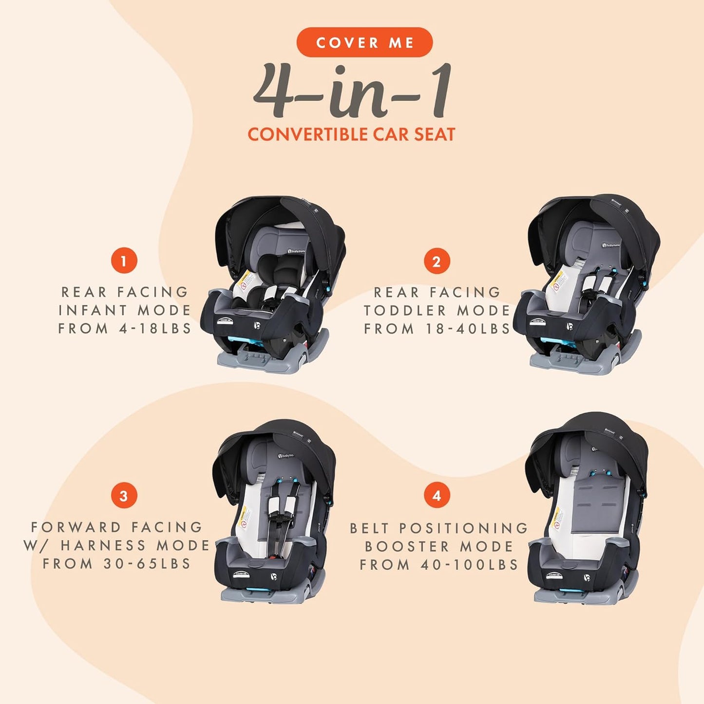 Baby Trend Cover Me™ 4-in-1 Convertible Car Seat