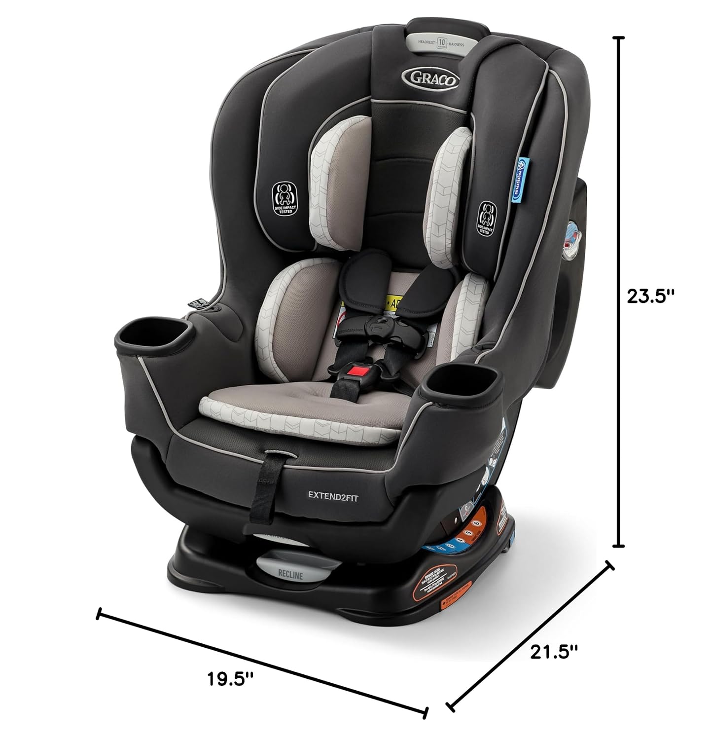 Graco® Extend2Fit Convertible Baby Car Seat, Rear and Forward Facing, Adjustable Extension Panel for Extra Legroom, Kenzie