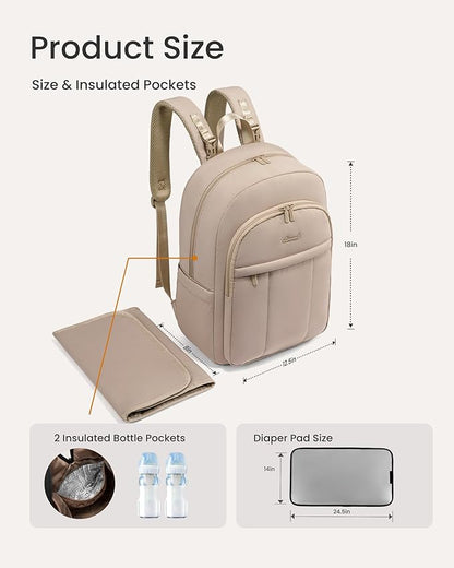 LOVEVOOK Diaper Bag Backpack, Large Puffy Baby Bag with Changing Pad Insulated Pockets Stroller Straps, Waterproof Diaper Backpacks for Mom Dad, Coffee Brown