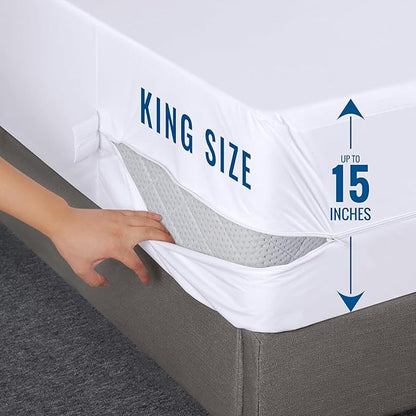 Utopia Bedding Mattress Protector Zippered King Size (Pack of 2), 100% Waterproof Bed Bug and Dust Mite Proof Mattress Encasement, Absorbent 6 Sided Mattress Cover