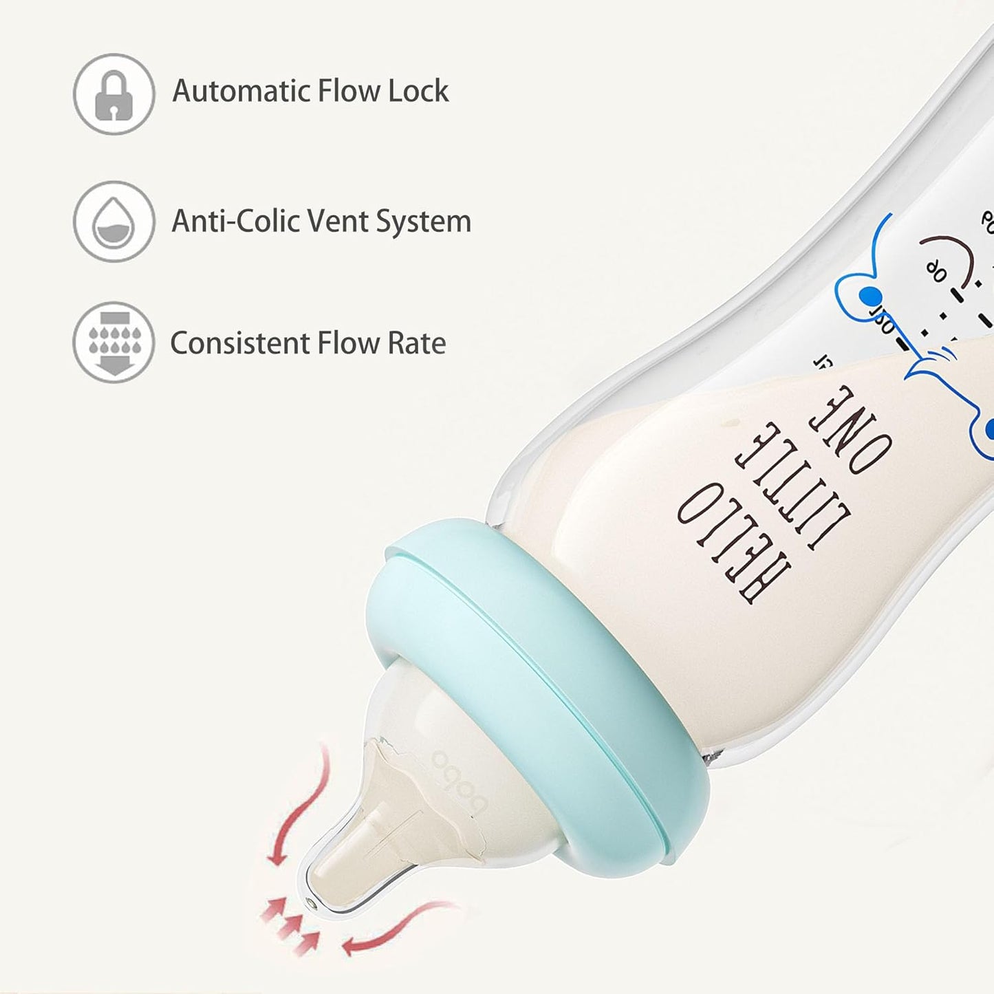 YOHKOH Natural Glass Baby Bottle with Level 1 Slow Flow Nipple, Newborn Anti-Colic Baby Bottles, Wide Neck Mushroom Baby Glass Bottle (Multicolour-A, 3.4oz (Pack of 4))