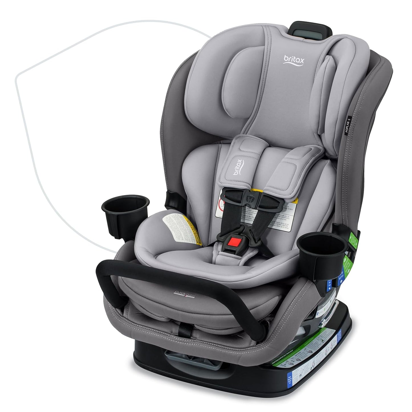 Britax Poplar S Convertible Car Seat, 2-in-1 Car Seat Extended Rear Facing, 17” Slim Car Seat Design with Fast & Easy ClickTight Installation, Anti-Rebound Bar & SafeWash Fabrics — Cowmooflage