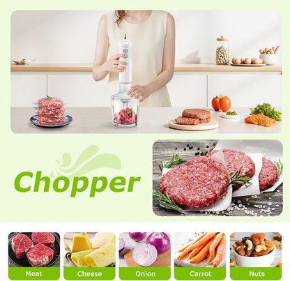 Bonsenkitchen Hand Blender, Immersion Blender with 2 Mixing Speed, Electric Handheld Mixer Portable Stick Mixer with Stainless Steel Blades for Soup, Smoothie, Puree, Baby Food
