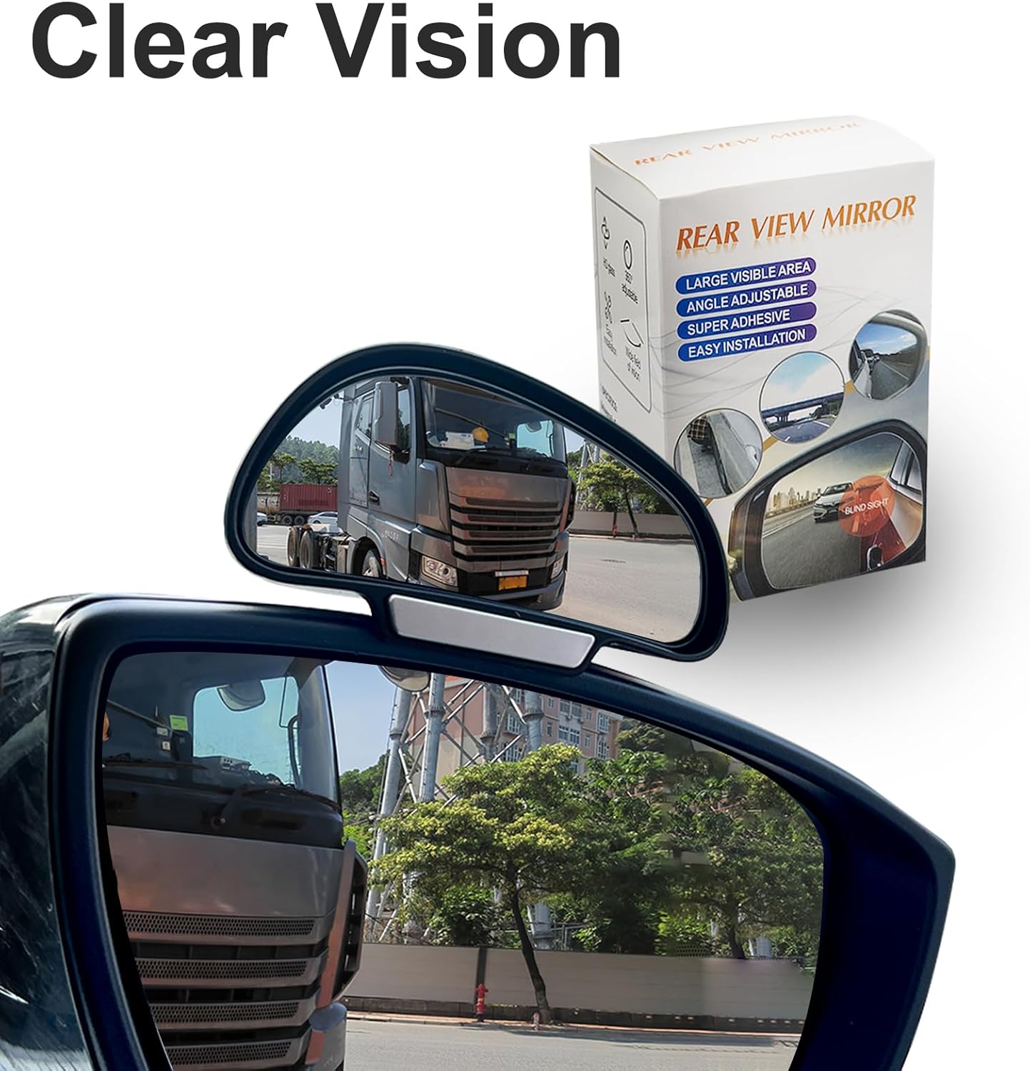 Blind Spot Mirror Adjustable 360 Degree Car Side Mirror, HD Glass Rear View Exterior Accessories Frame Thickness Less than 5MM for Car SUV (long-armed Right)
