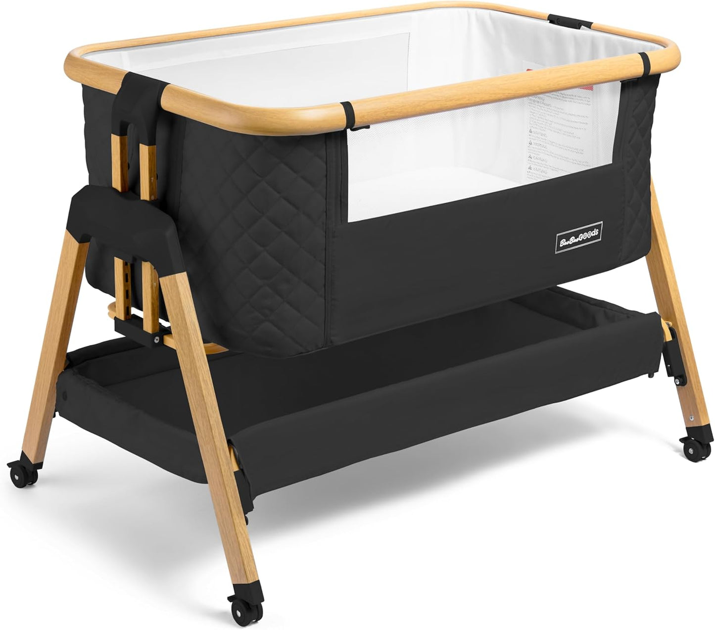 3 In 1 Baby Bassinet with Wheels, Portable Bedside Sleeper for Baby with 7 Adjustable Heights and Foam Mattress, Baby Bedside Crib for Newborns and Infants with Storage Basket, Carry Bag Included