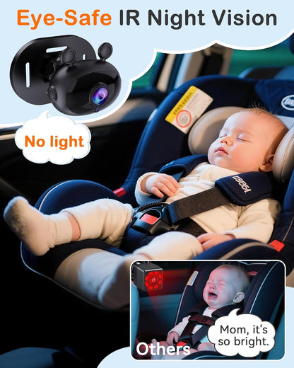 Wkzay Baby Car Camera 2-Pack – HD 1080P, 150° Wide Angle, Night Vision, Adjustable LED Light, Easy Installation, Infant Safety, Rear Seat Monitoring for Car Travel